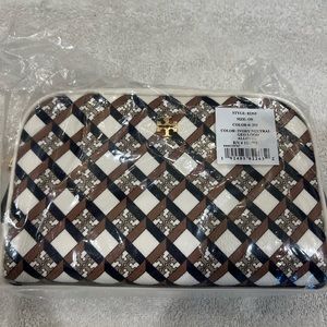 Tory Burch leather makeup bag. New with tags.